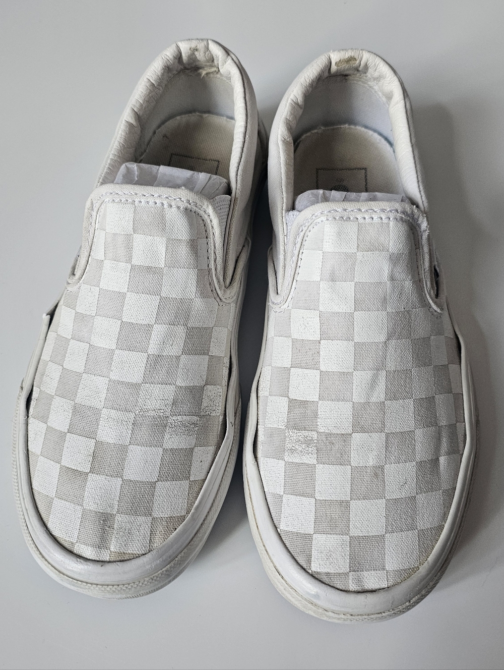 Vans Shoes Womens 6.5 Off The Wall Classic Check Slip On Loafer White Gray